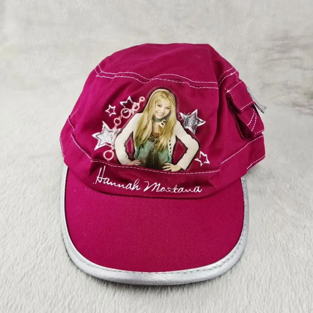 Lot Of 3 Hannah Montana Disney Black Pink Cadet Style Girls Cap Hat Vintage Y2K